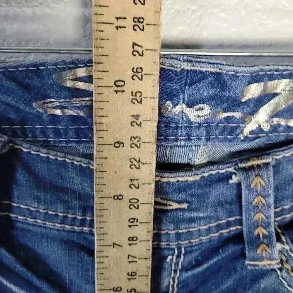 7 Seven For All Mankind Womens Thick Stitch Crop Stretch Denim Jeans Size 8 - Picture 9 of 12